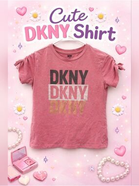 DKNY Logo Tee Short Sleeve Size 8 Pink
